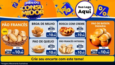 Modelo de TV para TV Horizontal com o tema Mês do Consumidor para Padaria
