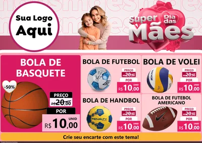 Modelo de Encarte para Encarte A4 Horizontal com o tema Super Dia Das Mães para Artigos Esportivos