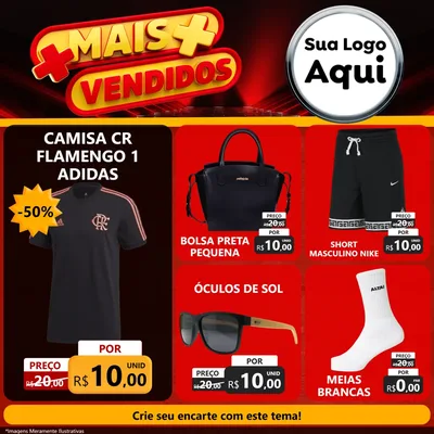 Modelo de Rede Social para Feed Facebook com o tema Mais Vendidos para Roupas e acessórios