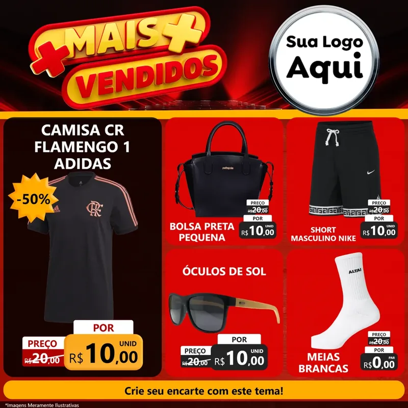 Modelo de Rede Social para Feed Facebook com o tema Mais Vendidos para Roupas e acessórios