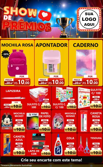 Modelo de Encarte para Encarte Grande com o tema Show de Prêmios para Papelaria