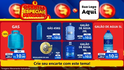 Modelo de TV para TV Horizontal com o tema Ofertas Especiais de Agosto para Água e gás
