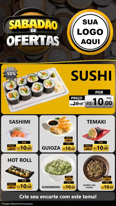 Modelo de Rede Social para Stories com o tema Sabadão de Ofertas para Comida japonesa