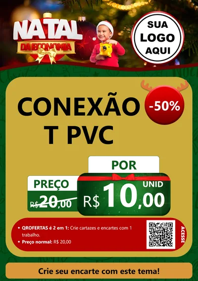 Modelo de Cartaz para Cartaz A4 Vertical com o tema Natal da Economia para Tubos e conexões