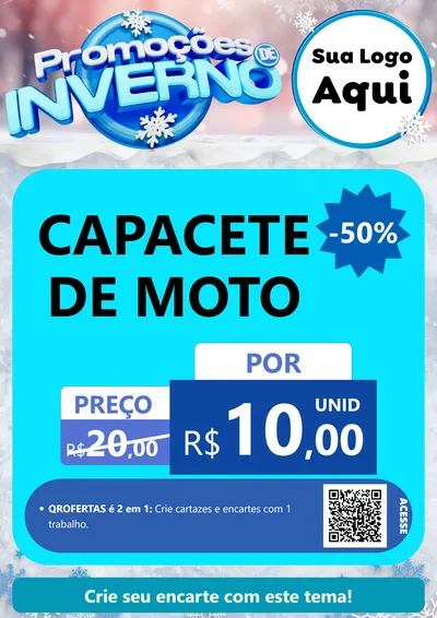 Modelo de Cartaz para Cartaz A4 Vertical com o tema Promoções de Inverno para Moto peças