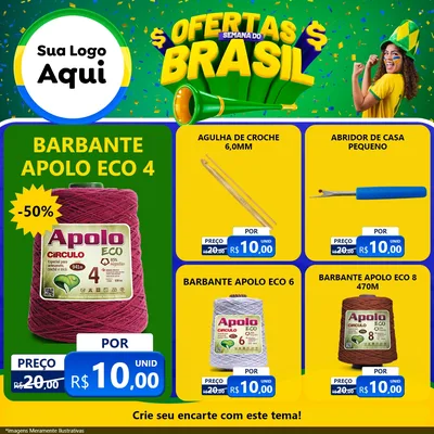 Modelo de Rede Social para Feed Facebook com o tema Ofertas Semana do Brasil para Armarinho e Aviamentos