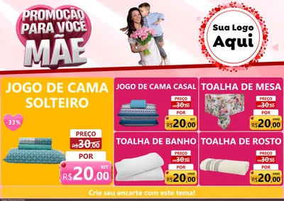 Modelo de Encarte para Encarte A4 Horizontal com o tema Promoção Para Você Mãe para Cama, Mesa e Banho