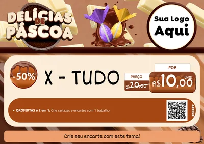 Modelo de Cartaz para Cartaz A4 Horizontal com o tema Delícias de Páscoa para Hamburgueria