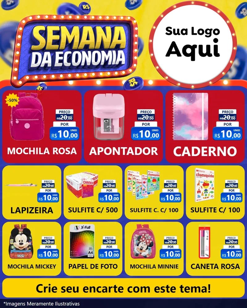 Modelo de Rede Social para Feed Instagram com o tema Semana da Economia para Papelaria