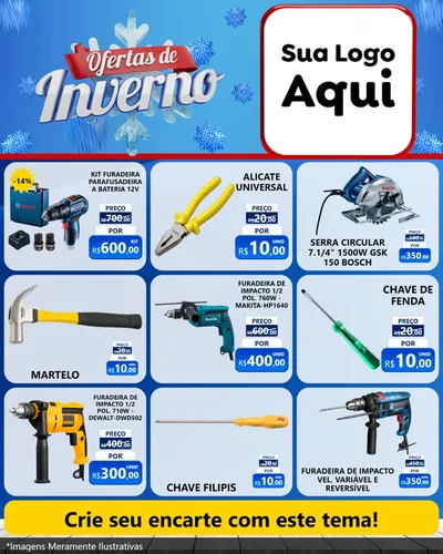 Modelo de Rede Social para Feed Instagram com o tema Ofertas de Inverno para Maquinas e Ferramentas