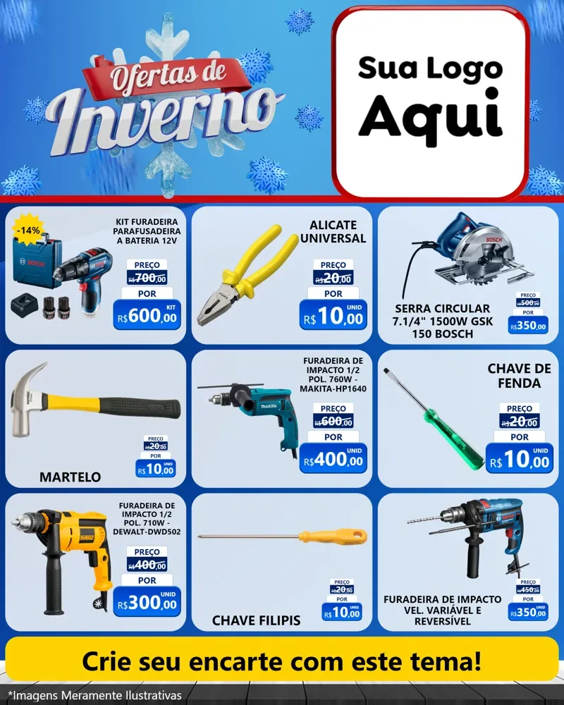 Modelo de Rede Social para Feed Instagram com o tema Ofertas de Inverno para Maquinas e Ferramentas