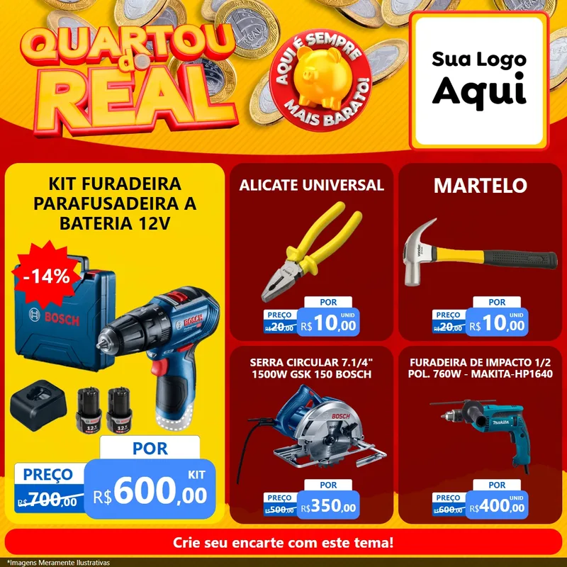 Modelo de Rede Social para Feed Facebook com o tema Quartou do Real para Maquinas e Ferramentas