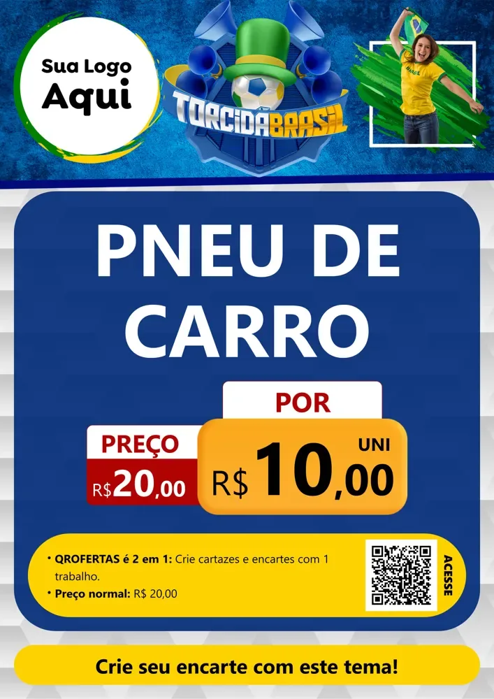 Modelo de Cartaz para Cartaz A4 Vertical com o tema Torcida Brasil - Copa para Auto peças