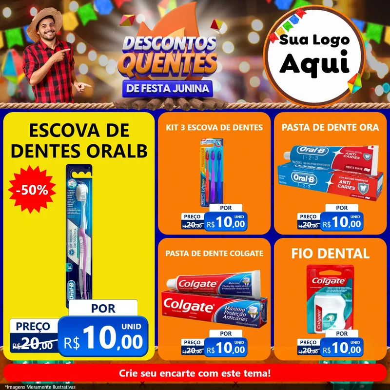 Modelo de Rede Social para Feed Facebook com o tema Descontos Quentes de Festa Junina para Higiene Pessoal