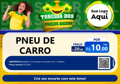 Modelo de Cartaz para Cartaz A4 Horizontal com o tema Torcida dos Preços Baixos - Copa para Auto peças