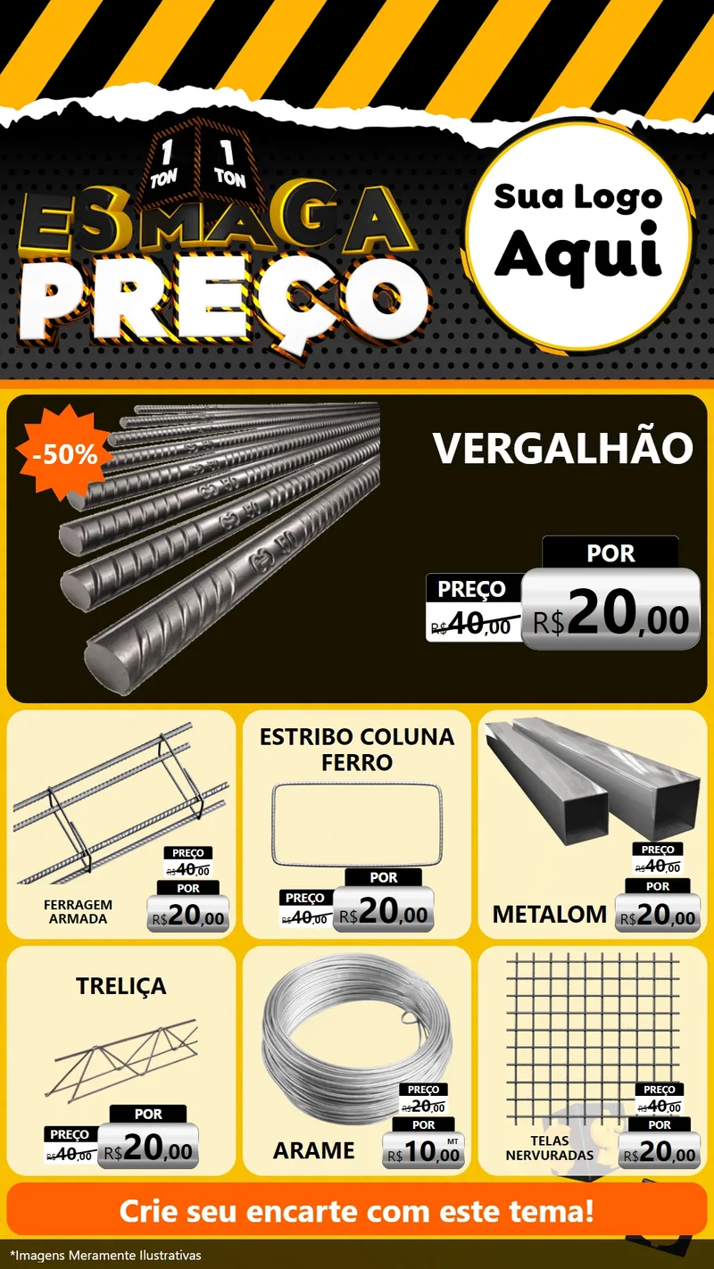 Modelo de Rede Social para Stories com o tema Esmaga Preço para Ferragens