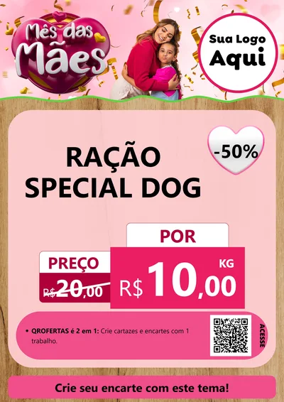 Modelo de Cartaz para Cartaz A4 Vertical com o tema Mês das Mães para Pet Shop