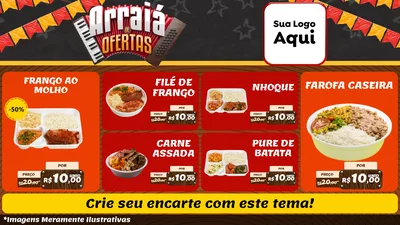 Modelo de TV para TV Horizontal com o tema Arraiá de Ofertas - Junina para Restaurante