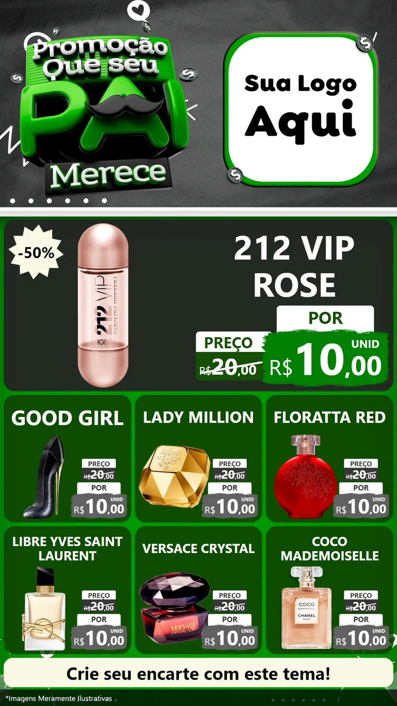 Modelo de Rede Social para Stories com o tema Promoção Que seu Pai Merece para Perfumes