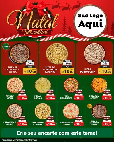 Modelo de Rede Social para Feed Instagram com o tema Natal Imperdível para Pizzaria