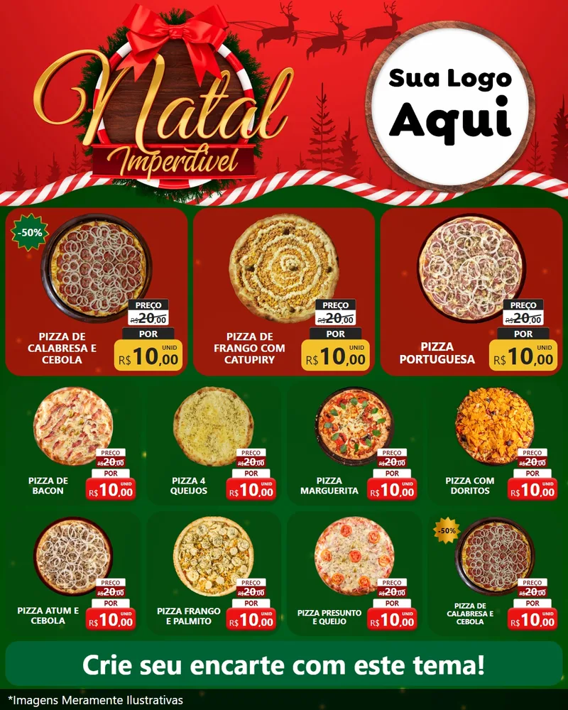 Modelo de Rede Social para Feed Instagram com o tema Natal Imperdível para Pizzaria