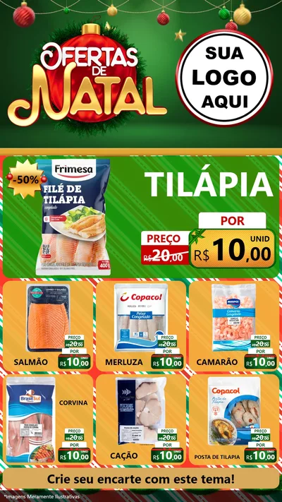 Modelo de Rede Social para Stories com o tema Ofertas de Natal para Peixaria