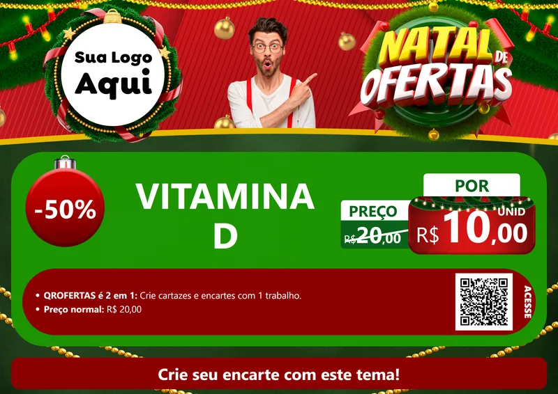 Modelo de Cartaz para Cartaz A4 Horizontal com o tema Natal de Ofertas para Farmácia