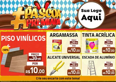 Modelo de Encarte para Encarte A4 Horizontal com o tema Páscoa Premiada para Material para Construção