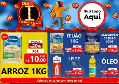 Modelo de Encarte para Encarte A4 Horizontal com o tema Dia I - O Dia Mais Barato Do Mês para Supermercado
