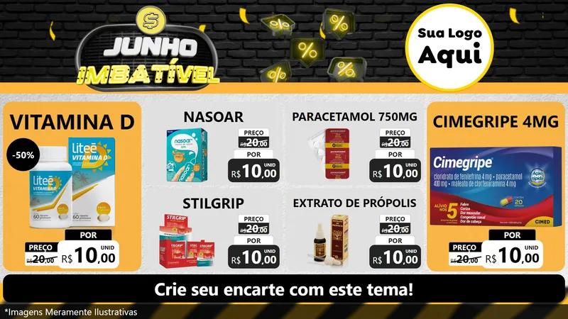 Modelo de TV para TV Horizontal com o tema Junho Imbatível para Farmácia