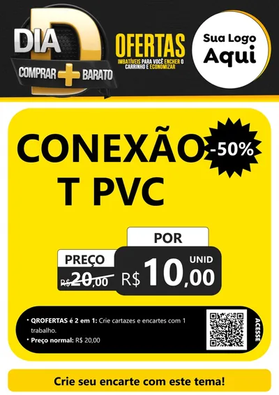 Modelo de Cartaz para Cartaz A4 Vertical com o tema Dia D Mais Economia para Tubos e conexões