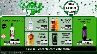 Modelo de TV para TV Horizontal com o tema Promoção de Aniversário - 7 Anos para Distribuidora de bebidas