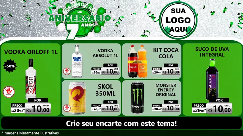 Modelo de TV para TV Horizontal com o tema Promoção de Aniversário - 7 Anos para Distribuidora de bebidas