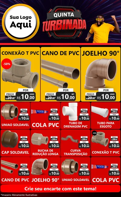 Modelo de Encarte para Encarte Grande com o tema Quinta Turbinada para Tubos e conexões