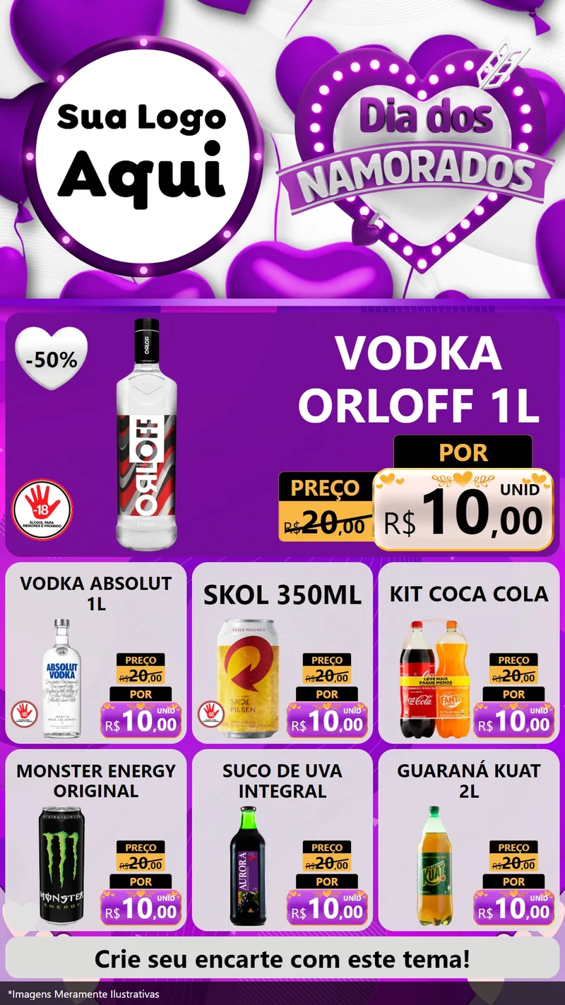 Modelo de Rede Social para Stories com o tema Dia dos Namorados para Distribuidora de bebidas
