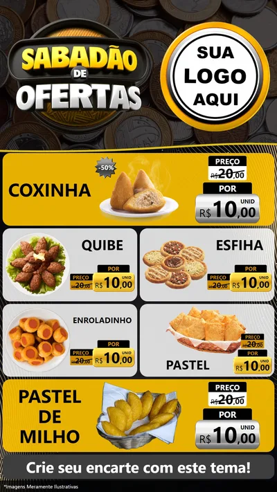 Modelo de TV para TV Vertical com o tema Sabadão de Ofertas para Salgadaria