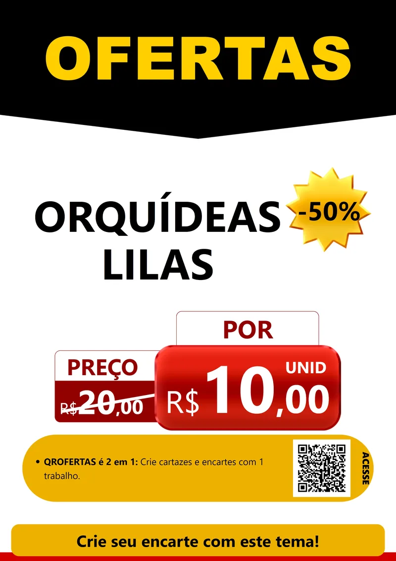 Modelo de Cartaz para Cartaz A4 Vertical com o tema Ofertas Preto e Vermelho Cartaz para Floricultura e jardim