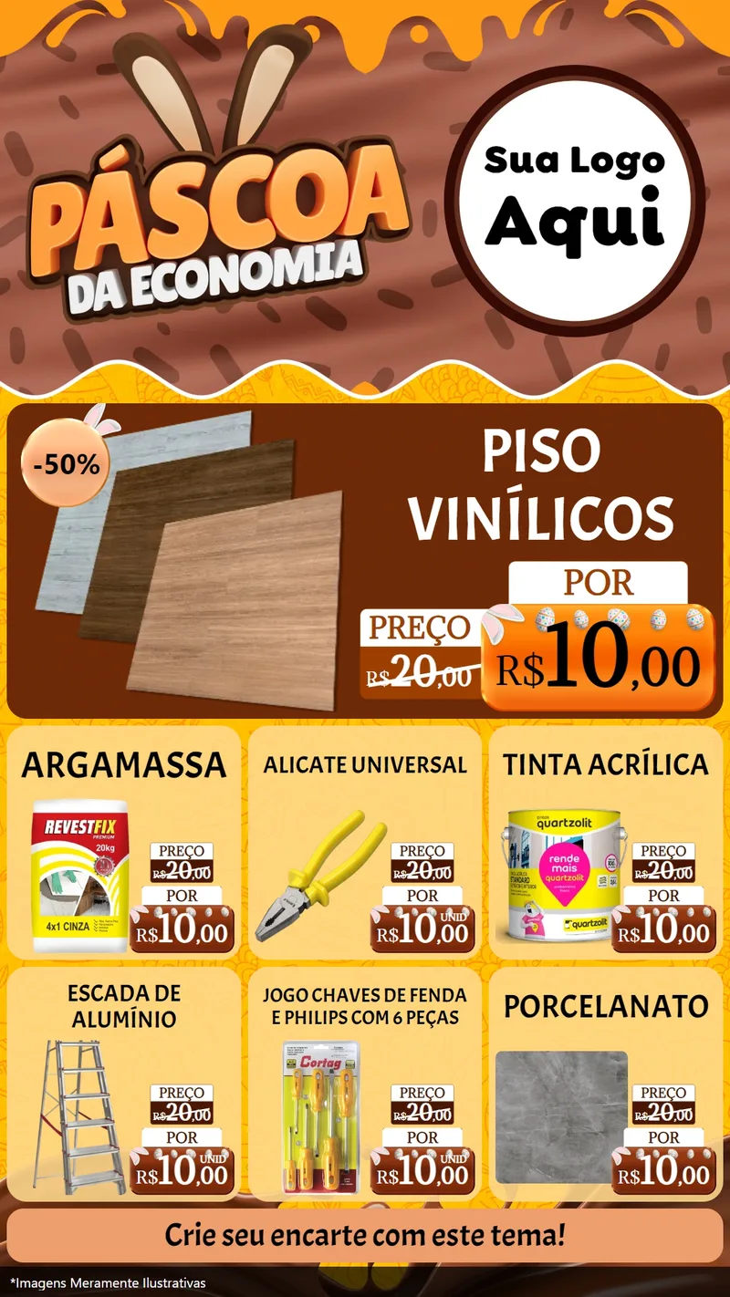 Modelo de Rede Social para Stories com o tema Páscoa da Economia para Material para Construção