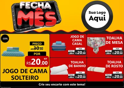 Modelo de Encarte para Encarte A4 Horizontal com o tema Fecha Mês para Cama, Mesa e Banho