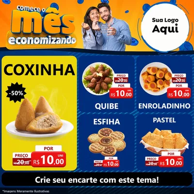 Modelo de Rede Social para Feed Facebook com o tema Comece O Mês Economizando para Salgadaria