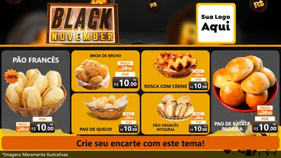 Modelo de TV para TV Horizontal com o tema Black November para Padaria
