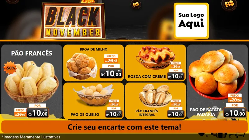 Modelo de TV para TV Horizontal com o tema Black November para Padaria