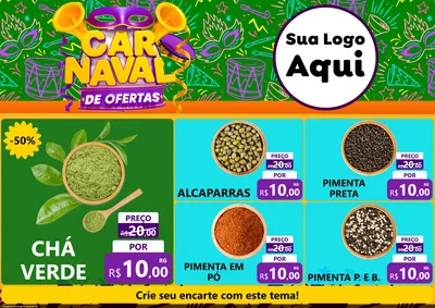 Modelo de Encarte para Encarte A4 Horizontal com o tema Carnaval de Ofertas para Produtos Naturais