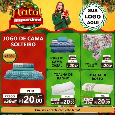 Modelo de Rede Social para Feed Facebook com o tema Natal Imperdível para Cama, Mesa e Banho