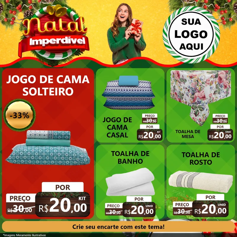 Modelo de Rede Social para Feed Facebook com o tema Natal Imperdível para Cama, Mesa e Banho