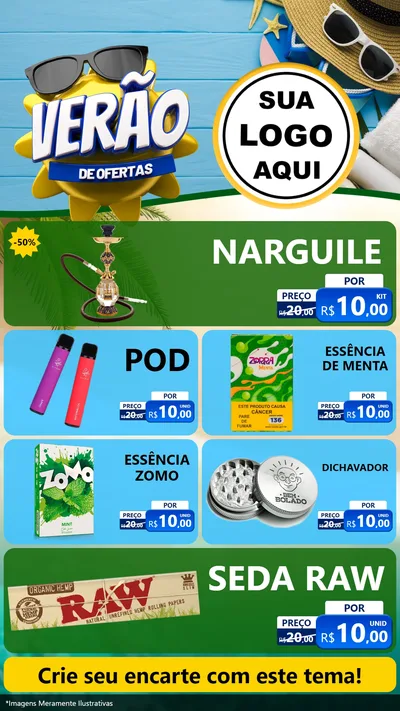 Modelo de TV para TV Vertical com o tema Verão de Ofertas para Tabacaria