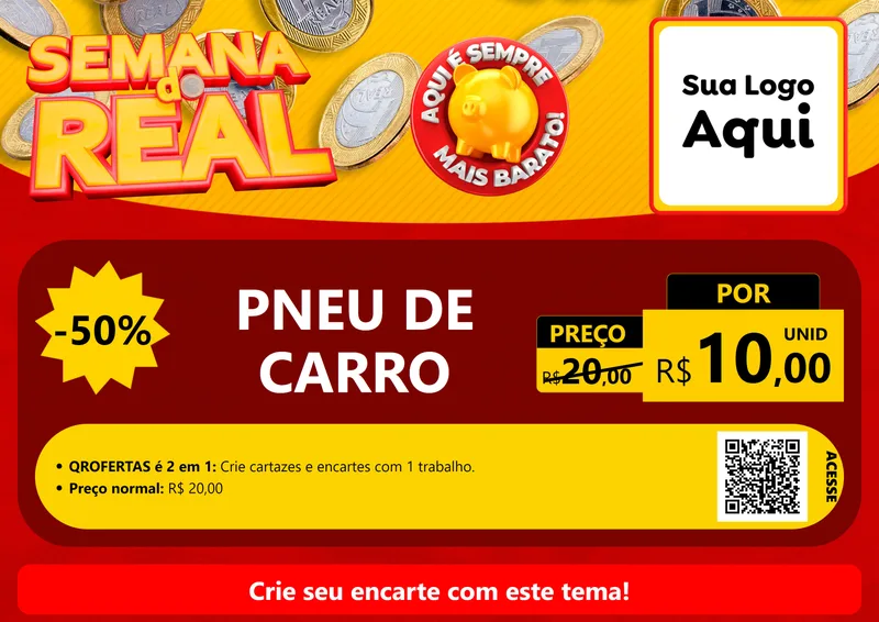 Modelo de Cartaz para Cartaz A4 Horizontal com o tema Semana do Real para Auto peças