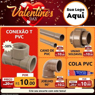 Modelo de Rede Social para Feed Facebook com o tema Valentine's Day para Tubos e conexões