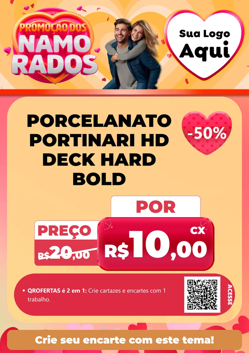 Modelo de Cartaz para Cartaz A4 Vertical com o tema Promoção dos Namorados para Pisos e revestimentos