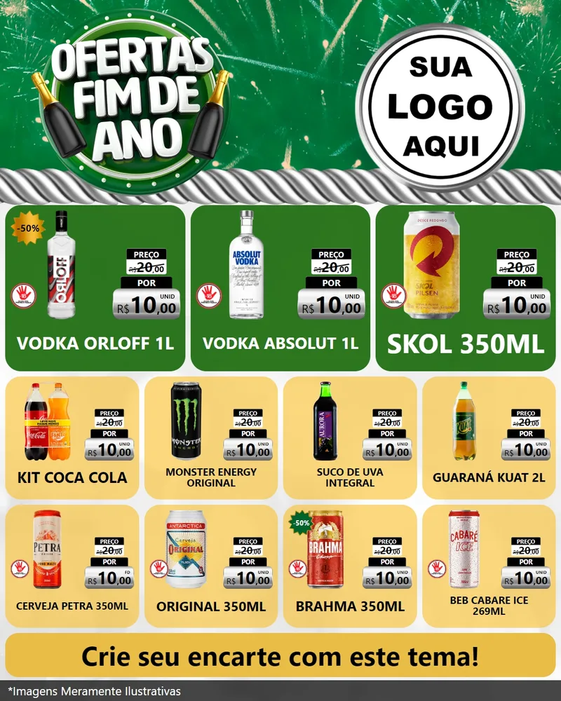 Modelo de Rede Social para Feed Instagram com o tema Ofertas Fim de Ano para Distribuidora de bebidas
